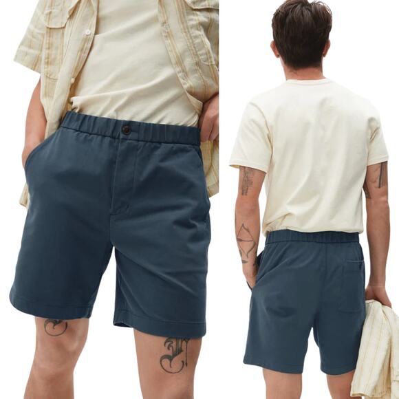 Men's Everlane Uniform The Pull-On Performance Chino Shorts Kingfisher Blue- XS - Picture 1 of 8